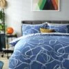 Habitat Linear Pebbles Blue & White Bedding Set - Single