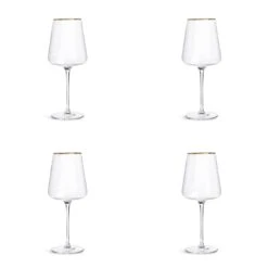 Habitat Gold Rim Set Of 4 Wine Glasses