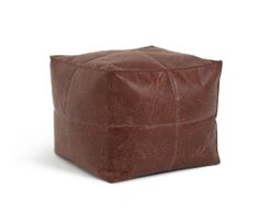 Habitat Kaikoo Faux Leather Footstool - Brown -Habitat 9448319 R Z002A