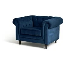 Habitat Chesterfield Velvet Armchair - Blue -Habitat 9449325 R Z002A