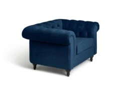 Habitat Chesterfield Velvet Armchair - Blue -Habitat 9449325 R Z004A