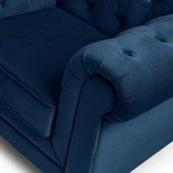Habitat Chesterfield Velvet Armchair - Blue -Habitat 9449325 R Z006A