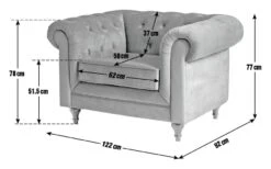 Habitat Chesterfield Velvet Armchair - Blue -Habitat 9449325 R Z020A