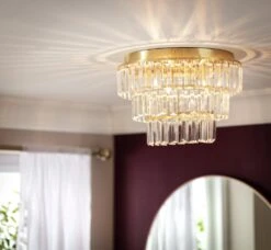 Habitat Presley Glass 3 Tier Flush To Ceiling Light - Brass -Habitat 9462319 R Z002C