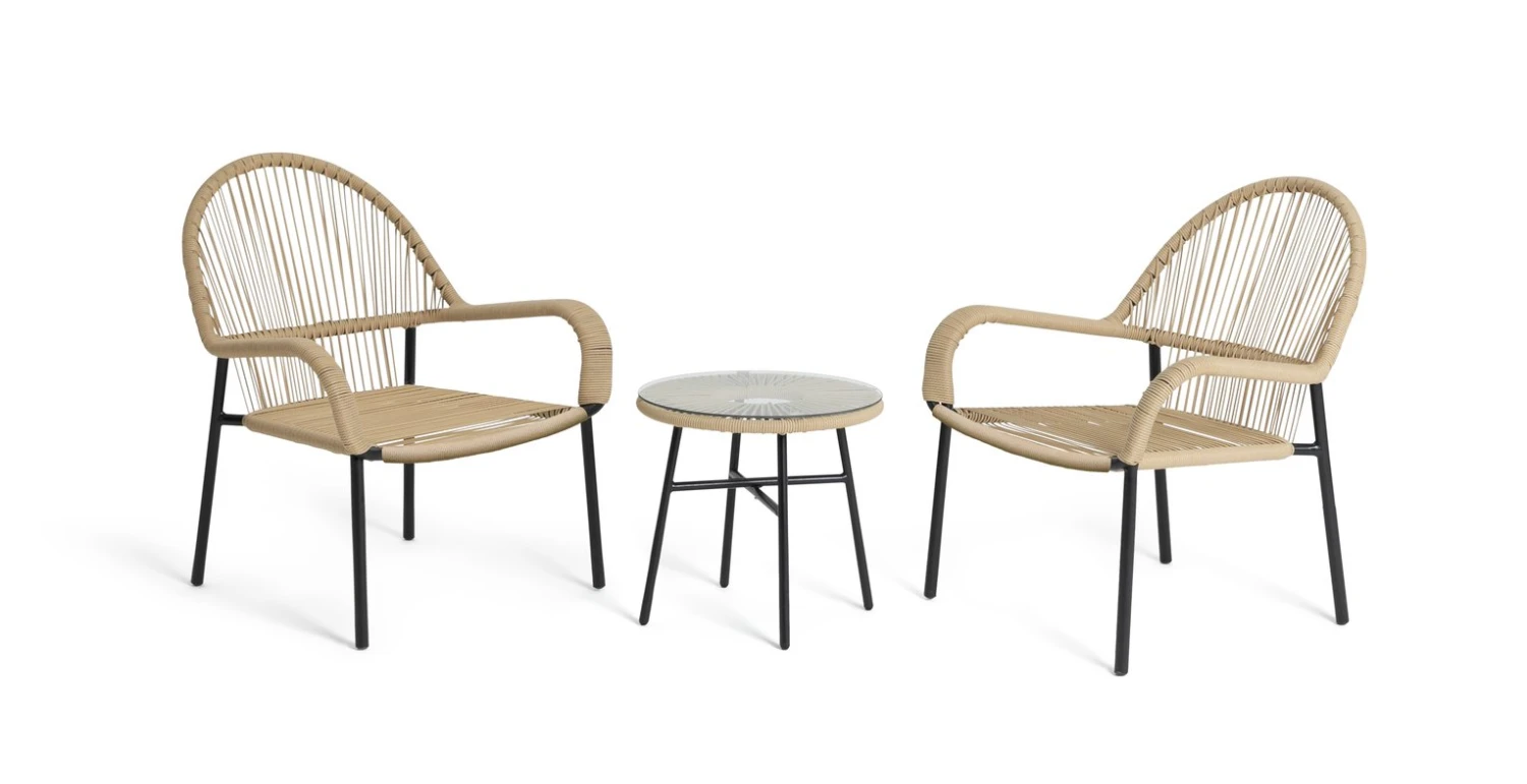 Habitat Java 2 Seater Metal Garden Bistro Set - Natural 3 Habitat Java 2 Seater Metal Garden Bistro Set - Natural