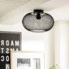 Habitat Tumba Mesh Flush To Ceiling Light - Black -Habitat 9481156 R Z001A