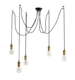 Habitat Nyos Spider 5 Light Chandelier - Black & Brass -Habitat 9483570 R Z001C