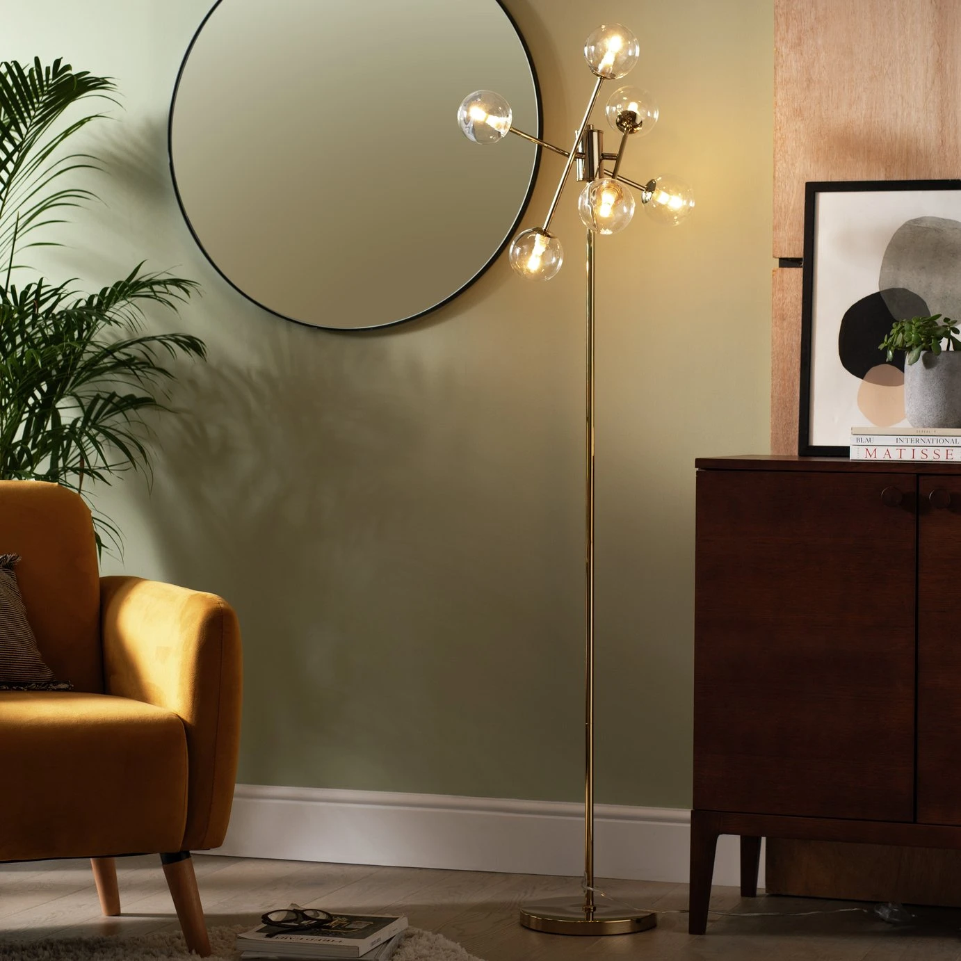 Habitat Glam 6 Light Glass Floor Lamp – Gold 3 Habitat Glam 6 Light Glass Floor Lamp – Gold