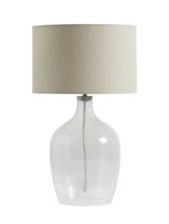Habitat Abas Glass Table Lamp - Clear & Cream -Habitat 9489732 R Z007A