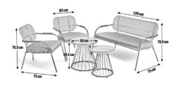 Habitat Noah 4 Seater Metal Garden Sofa Set - Black & Oak -Habitat 9507092 R E001