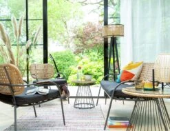 Habitat Noah 4 Seater Metal Garden Sofa Set - Black & Oak -Habitat 9507092 R Z008C