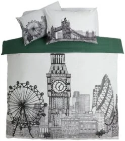 Habitat London Skyline Print Black &White Bedding Set-Single -Habitat 9511026 R Z002A