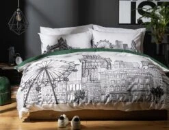 Habitat London Skyline Print Black &White Bedding Set-Single -Habitat 9511026 R Z005A