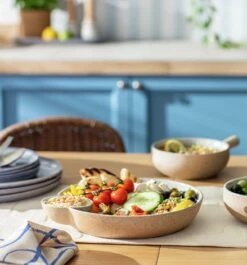 Habitat Mediterranean Stoneware Serve Bowl - Natural -Habitat 9511985 R Z001C