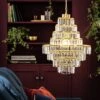 Habitat Presley Glass 8 Tier Chandelier - Brass -Habitat 9514449 R Z001A