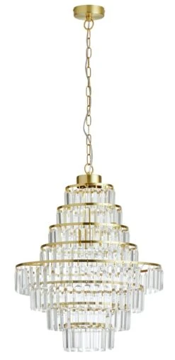 Habitat Presley Glass 8 Tier Chandelier - Brass -Habitat 9514449 R Z001C