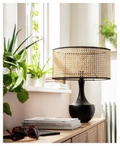 Habitat Ashi Rattan 40cm Shade - Natural & Black -Habitat 9519602 R Z001C