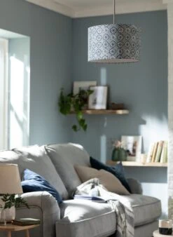 Habitat Country Floral Printed 30cm Drum Shade - Grey -Habitat 9521322 R Z003C