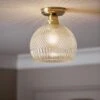 Habitat Perses Cut Glass And Brass Flush To Ceiling Light -Habitat 9521401 R Z001A