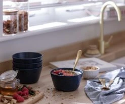 Habitat Addison Set Of 4 Stoneware Cereal Bowl - Blue -Habitat 9525201 R Z001C