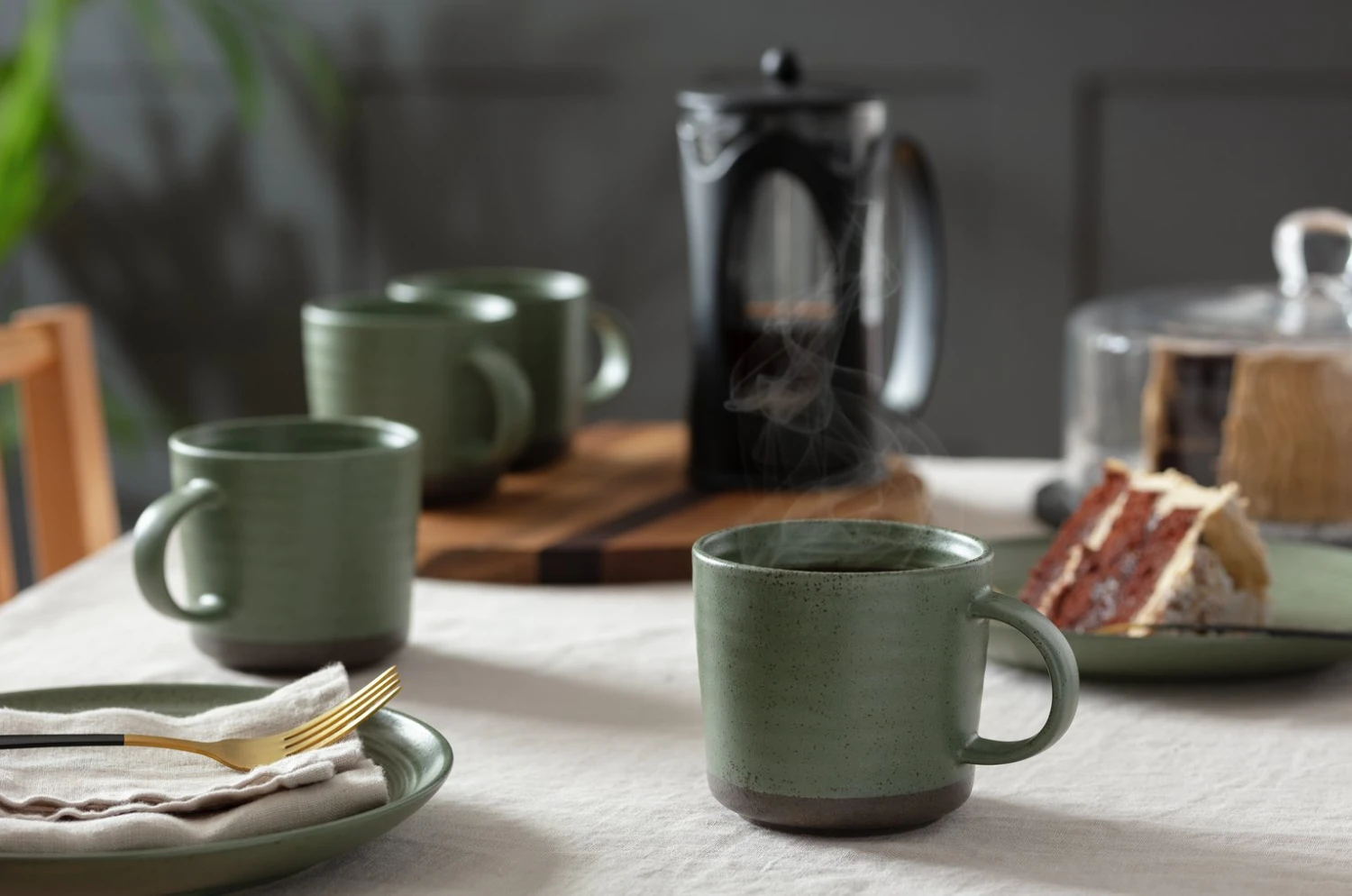 Habitat Textured Ripple Set Of 4 Mugs - Sage 4 Habitat Textured Ripple Set Of 4 Mugs - Sage - Image 2