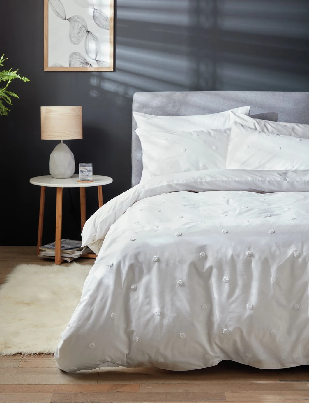 Habitat Tufted Spot White Bedding Set - Single