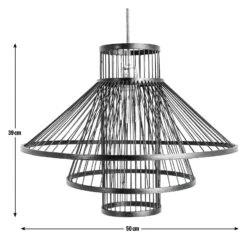 Habitat Wood 3 Tier Pendant Shade - Black -Habitat 9561007 R E001