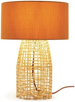 Habitat Luiss Rattan Table Lamp - Orange -Habitat 9575639 R Z007A