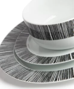 Habitat Black Dash 12 Piece Porcelain Dinner Set 15 Habitat Black Dash 12 Piece Porcelain Dinner Set -Habitat 9576731 R Z005A