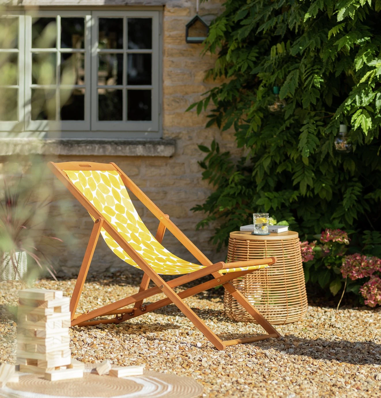 Habitat Folding Wooden Garden Deck Chair - Yellow 4 Habitat Folding Wooden Garden Deck Chair - Yellow - Image 2