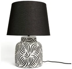 Habitat Lynx Brush Stroke Ceramic Table Lamp - Black & White -Habitat 9585289 R Z001C