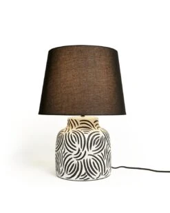 Habitat Lynx Brush Stroke Ceramic Table Lamp - Black & White -Habitat 9585289 R Z002C