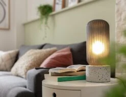 Habitat Rallie Smoked Glass Terrazzo Table Lamp – Grey -Habitat 9595396 R Z002C