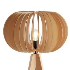 Habitat Achille Ash Wooden Tripod Floor Lamp - Oak -Habitat 9615489 R Z006A