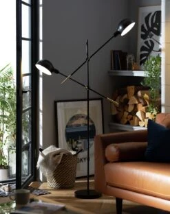 Habitat Jalonee Double Arm Floor Lamp - Black & Brass