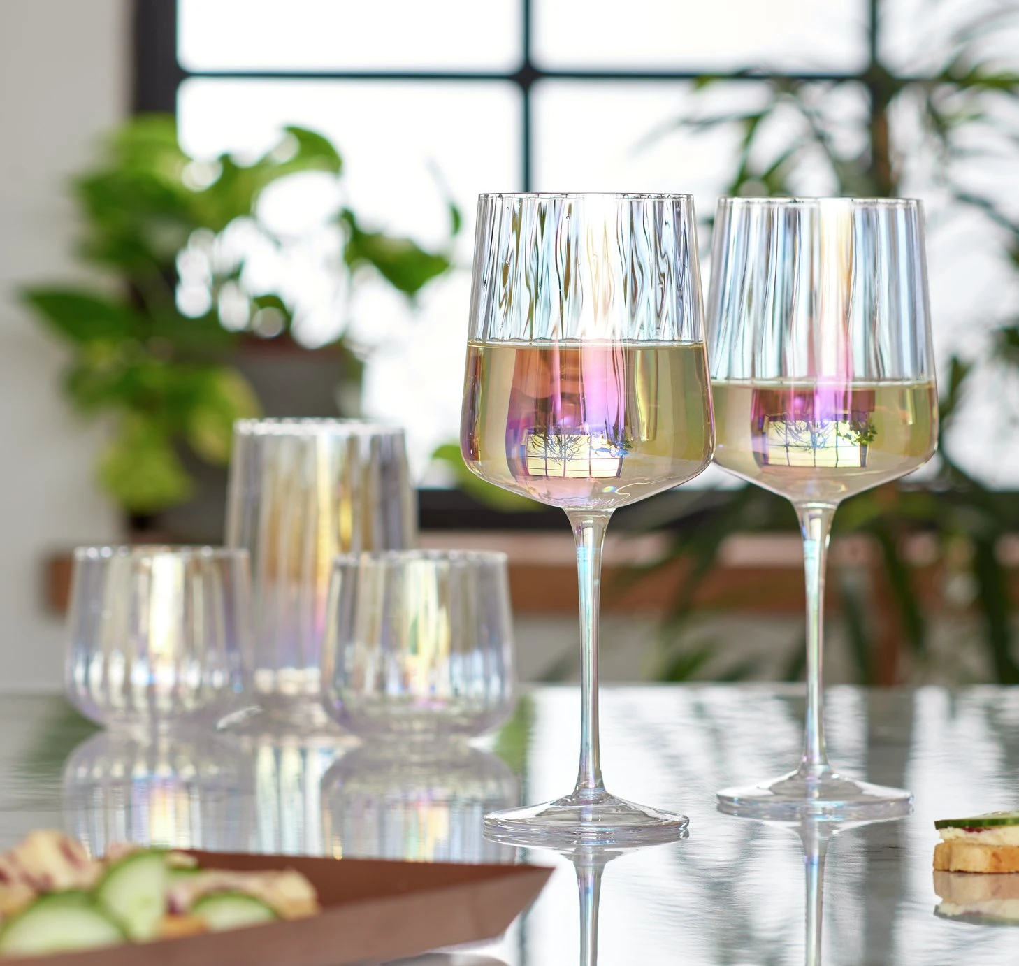 Habitat Iridescent Flute Wine Glass-Set Of 4 4 Habitat Iridescent Flute Wine Glass-Set Of 4 - Image 2