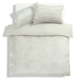 Habitat Geo Velvet Silver Bedding Set - Single -Habitat 9621356 R Z002A