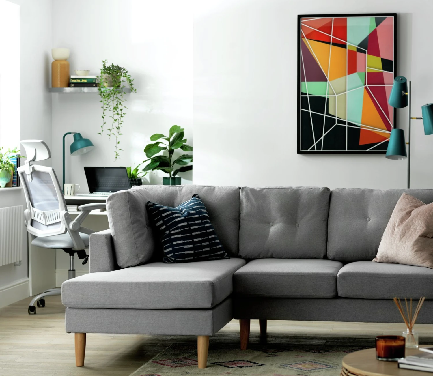 Habitat Joshua Left Hand Corner Chaise Sofa - Blue 4 Habitat Joshua Left Hand Corner Chaise Sofa - Blue - Image 2