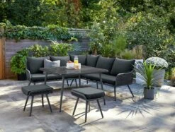 Habitat Malta 6 Seater Rattan Effect Patio Set - Black -Habitat 9630347 R Z001C